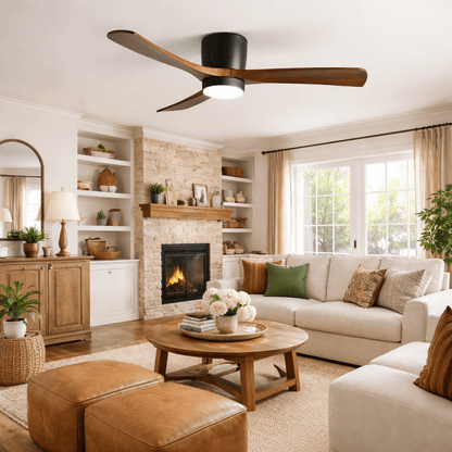 Sycamore Wood Ceiling Fan with LED Light – Whisper-Quiet 6-Speed DC Motor, Reversible Airflow, Remote Control, 42/48/52 Inch