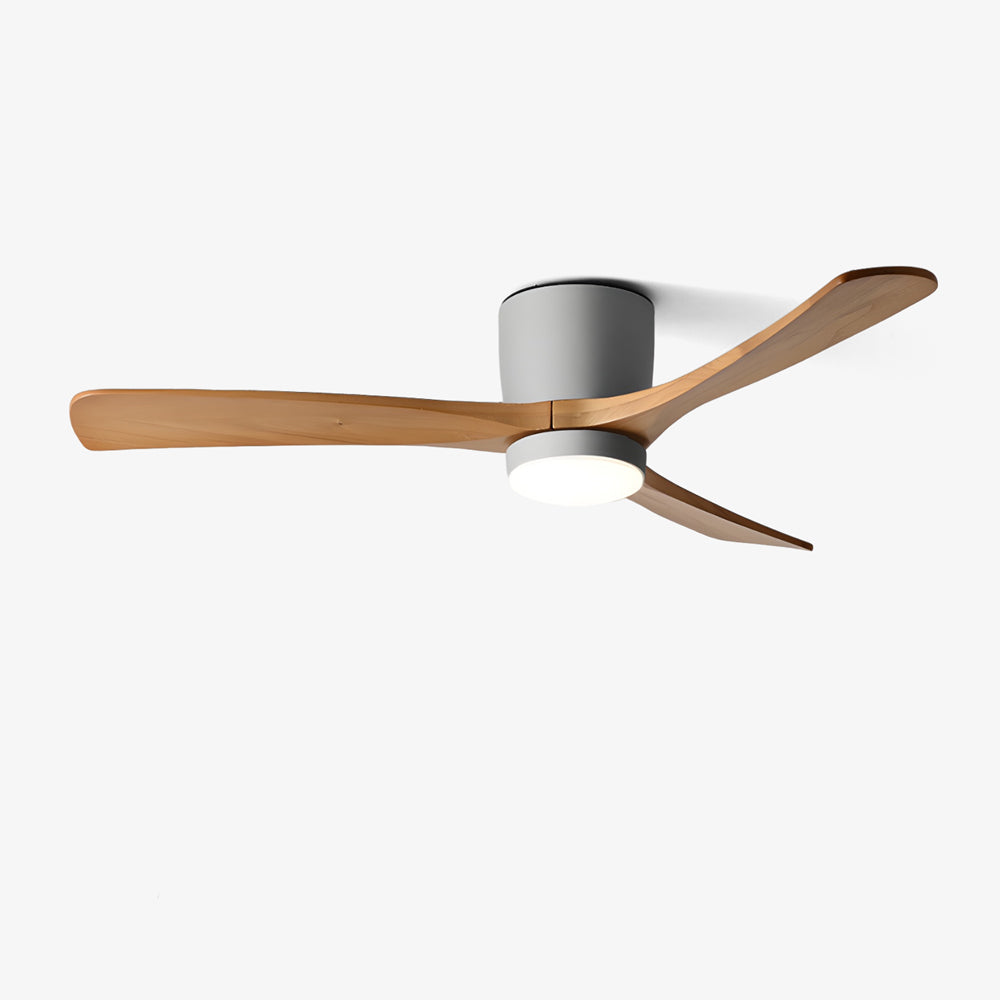 42-Inch Wooden Blade Ceiling Fan with Dimmable LED Light, Ultra-Quiet DC Motor for Bedrooms, Reversible Airflow, Three Color Temperatures, M
