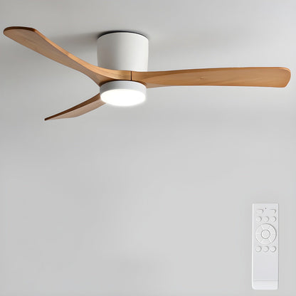 42-Inch Wooden Blade Ceiling Fan with Dimmable LED Light, Ultra-Quiet DC Motor for Bedrooms, Reversible Airflow, Three Color Temperatures, M
