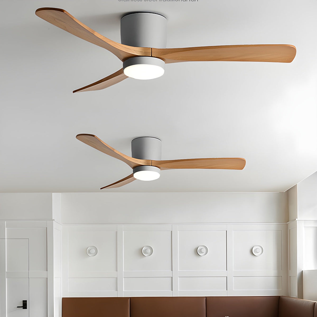 Sycamore Wood Ceiling Fan with LED Light – Whisper-Quiet 6-Speed DC Motor, Reversible Airflow, Remote Control, 42/48/52 Inch