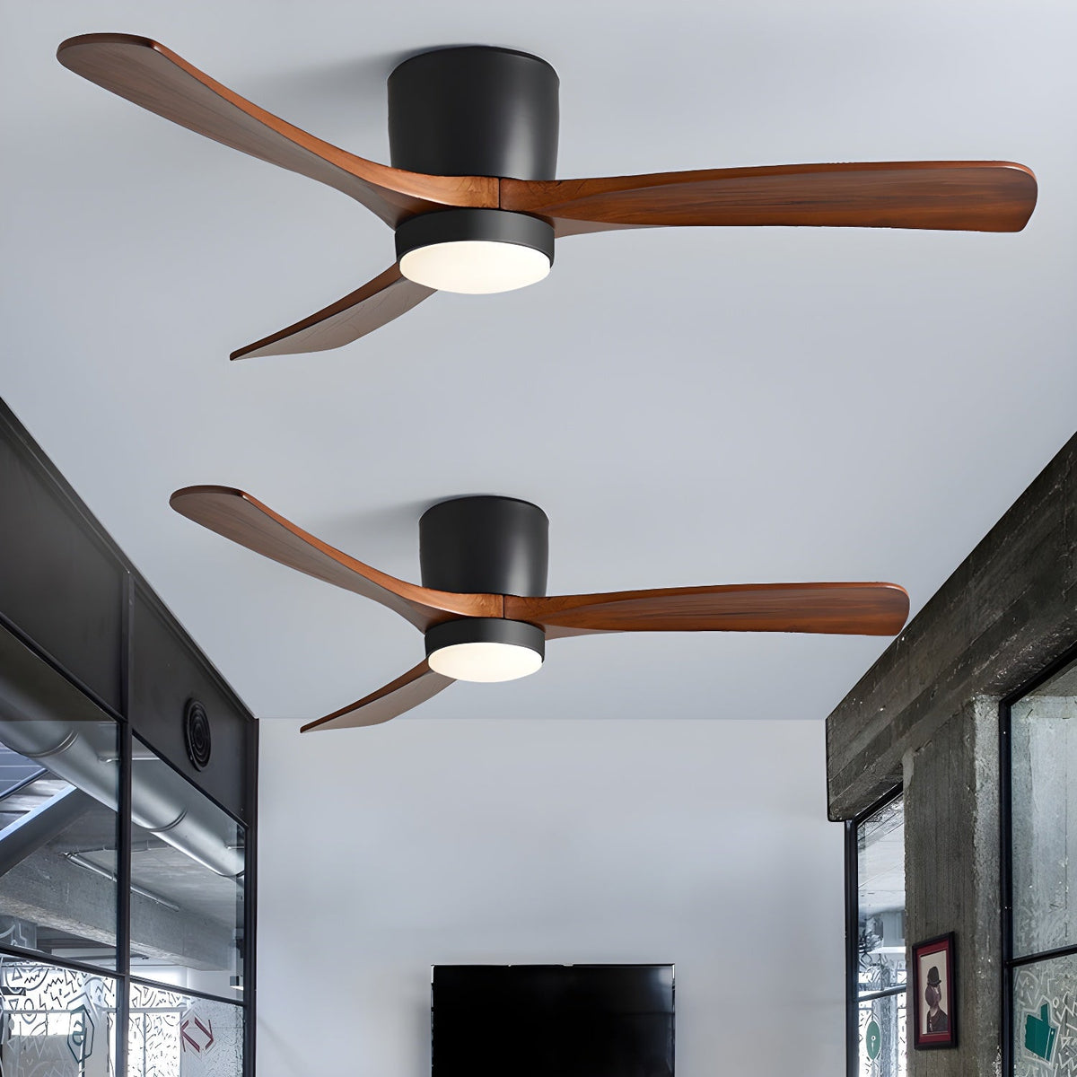Wood Blade Ceiling Fan with Integrated LED Light and Remote Control for Bedroom Living Room Quiet DC Motor Airflow Year-Round Comfort Scandi