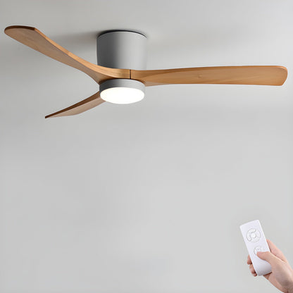 42-Inch Wooden Blade Ceiling Fan with Dimmable LED Light, Ultra-Quiet DC Motor for Bedrooms, Reversible Airflow, Three Color Temperatures, M