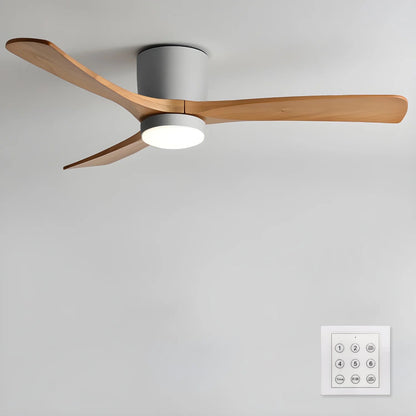 Wood Blade Ceiling Fan with Integrated LED Light and Remote Control for Bedroom Living Room Quiet DC Motor Airflow Year-Round Comfort Scandi