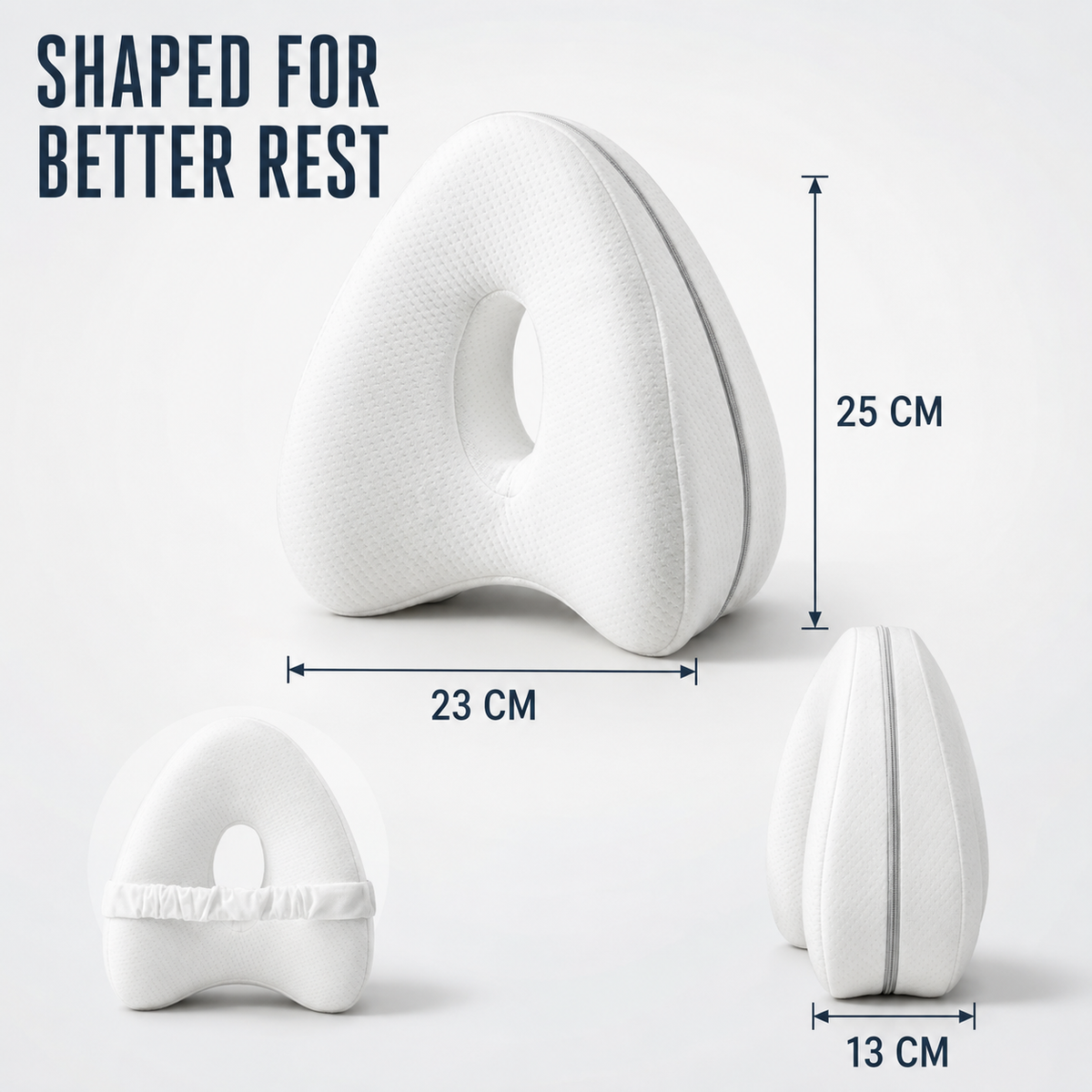 Ergonomic Knee Cushion for Side Sleepers – Contoured Hip Alignment Support Pillow with Adjustable Strap – Breathable Memory Foam for Lower