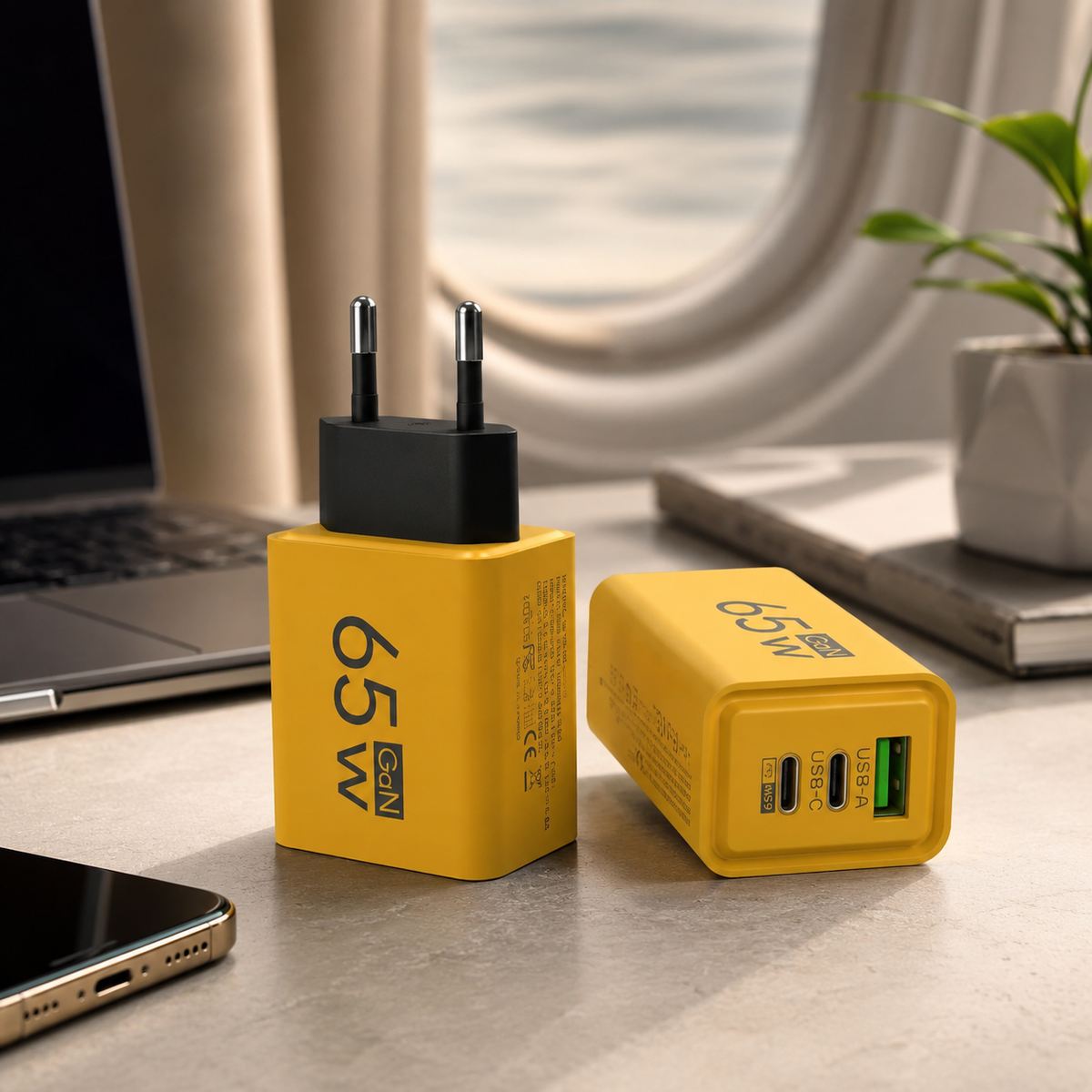 Multi-Port USB Wall Adapter with GaN Technology – Fast Charging for Phones, Tablets & Laptops