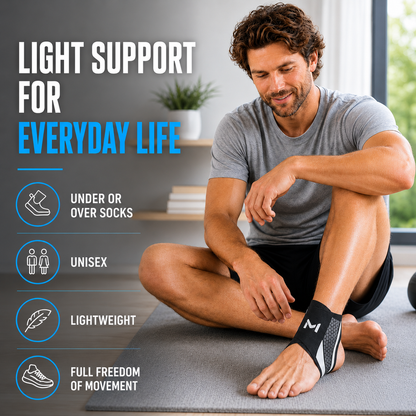 Ankle Compression Brace for Support & Stability During Sports | Adjustable Wrap for Running, Basketball, Gym | Breathable Neoprene-Free