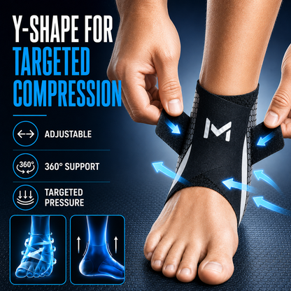 Ankle Compression Brace for Support & Stability During Sports | Adjustable Wrap for Running, Basketball, Gym | Breathable Neoprene-Free