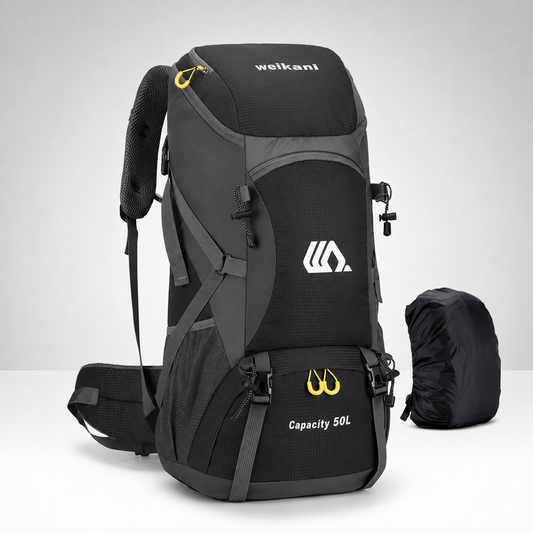 50L Hiking Backpack with Separate Shoe Compartment – Ventilated Back Panel, Padded Straps & Hip Belt – Multi-Day Trail Pack for Camping &