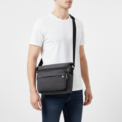 Canvas Crossbody Satchel - Adjustable Strap Shoulder Bag with Zip Pockets for Daily Carry, Work & Travel