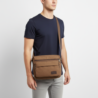 Canvas Crossbody Satchel - Adjustable Strap Shoulder Bag with Zip Pockets for Daily Carry, Work & Travel