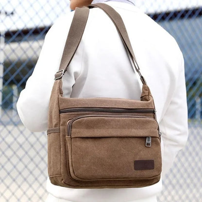 Canvas Crossbody Satchel - Adjustable Strap Shoulder Bag with Zip Pockets for Daily Carry, Work & Travel