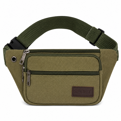 Heavy-Duty Canvas Belt Bag with Multiple Compartments for Travel & Outdoor