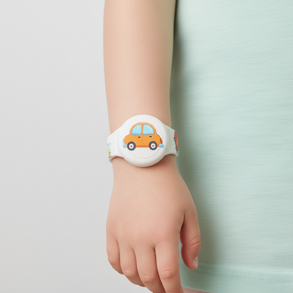Kids' GPS Tracker Holder Wristband in Soft Silicone – Adjustable Fit for Outdoor Play & Travel Safety