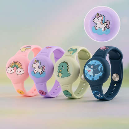 Kids' GPS Tracker Holder Wristband in Soft Silicone – Adjustable Fit for Outdoor Play & Travel Safety
