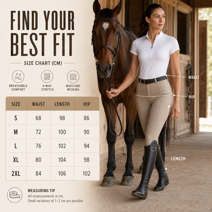Women's Stretch Equestrian Riding Pants with Contrast Panels & Zip Pockets for Horse Riding