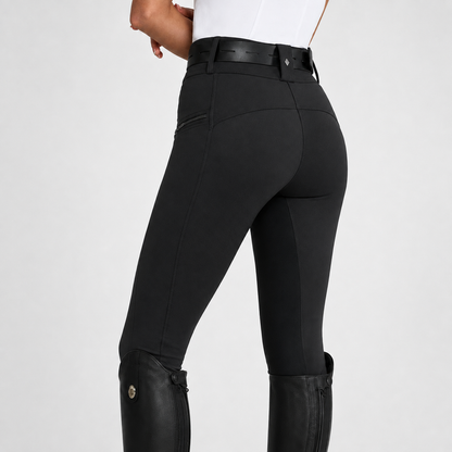 Women's Stretch Equestrian Riding Pants with Contrast Panels & Zip Pockets for Horse Riding