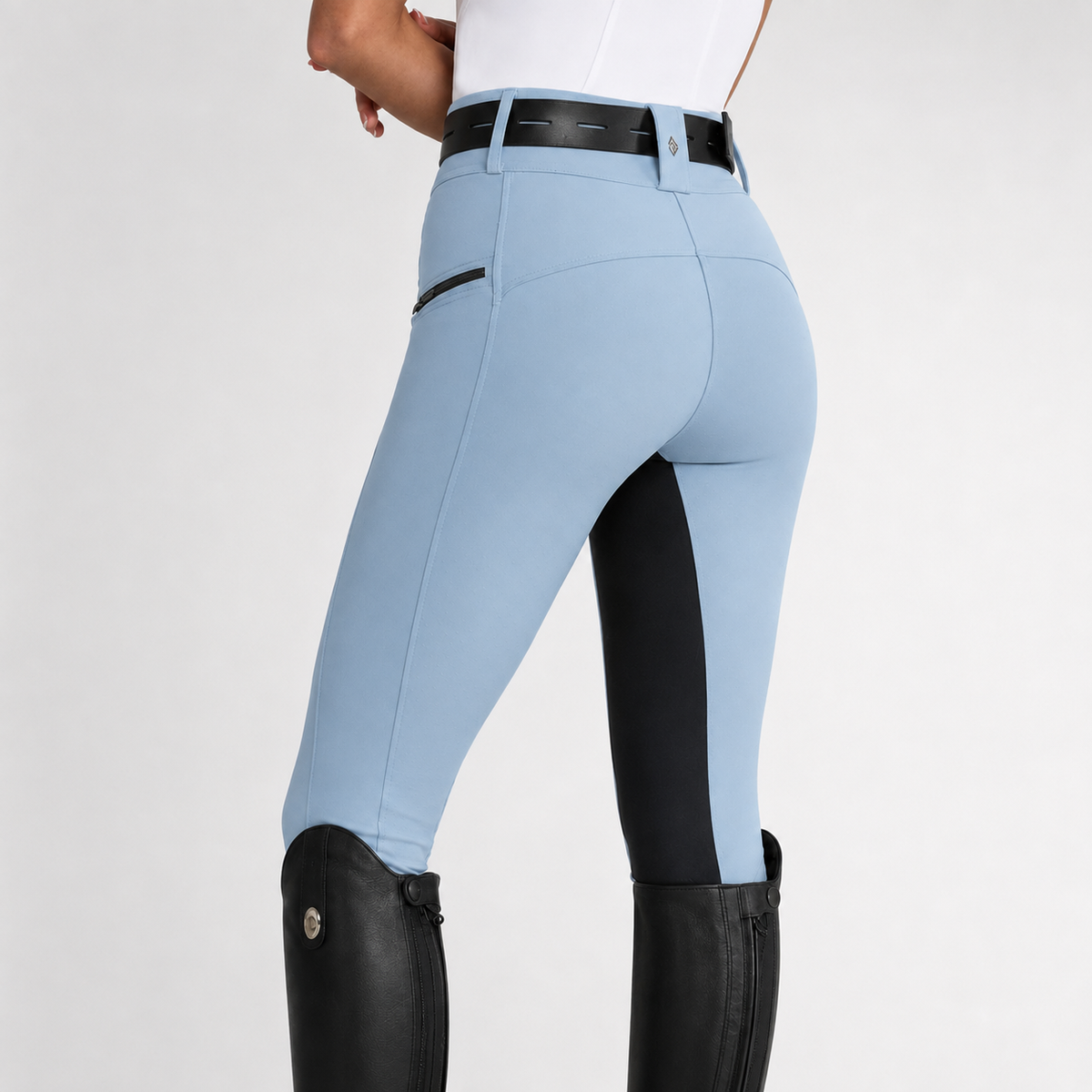 Women's Stretch Equestrian Riding Pants with Contrast Panels & Zip Pockets for Horse Riding