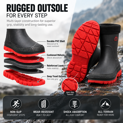 Waterproof Insulated Mid-Calf Winter Rain Boots for Men – Non-Slip Faux Fur Lined Outdoor Work Boot
