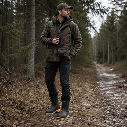 Waterproof Insulated Mid-Calf Winter Rain Boots for Men – Non-Slip Faux Fur Lined Outdoor Work Boot