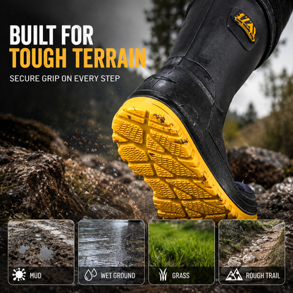 Waterproof Insulated Mid-Calf Winter Rain Boots for Men – Non-Slip Faux Fur Lined Outdoor Work Boot