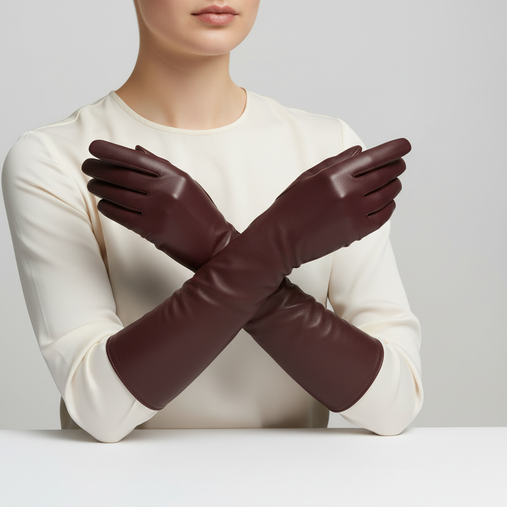 Extended Arm Gloves – Faux Leather Winter Gloves for Women – Elbow-Length Cold Weather Handwear with Insulated Lining – Formal & Casual