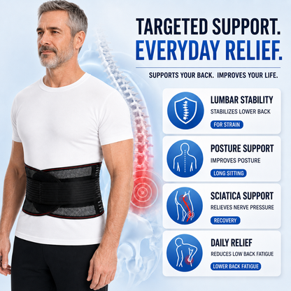Adjustable Lower Back Support Brace with Dual-Strap Compression for Pain Relief & Posture Correction