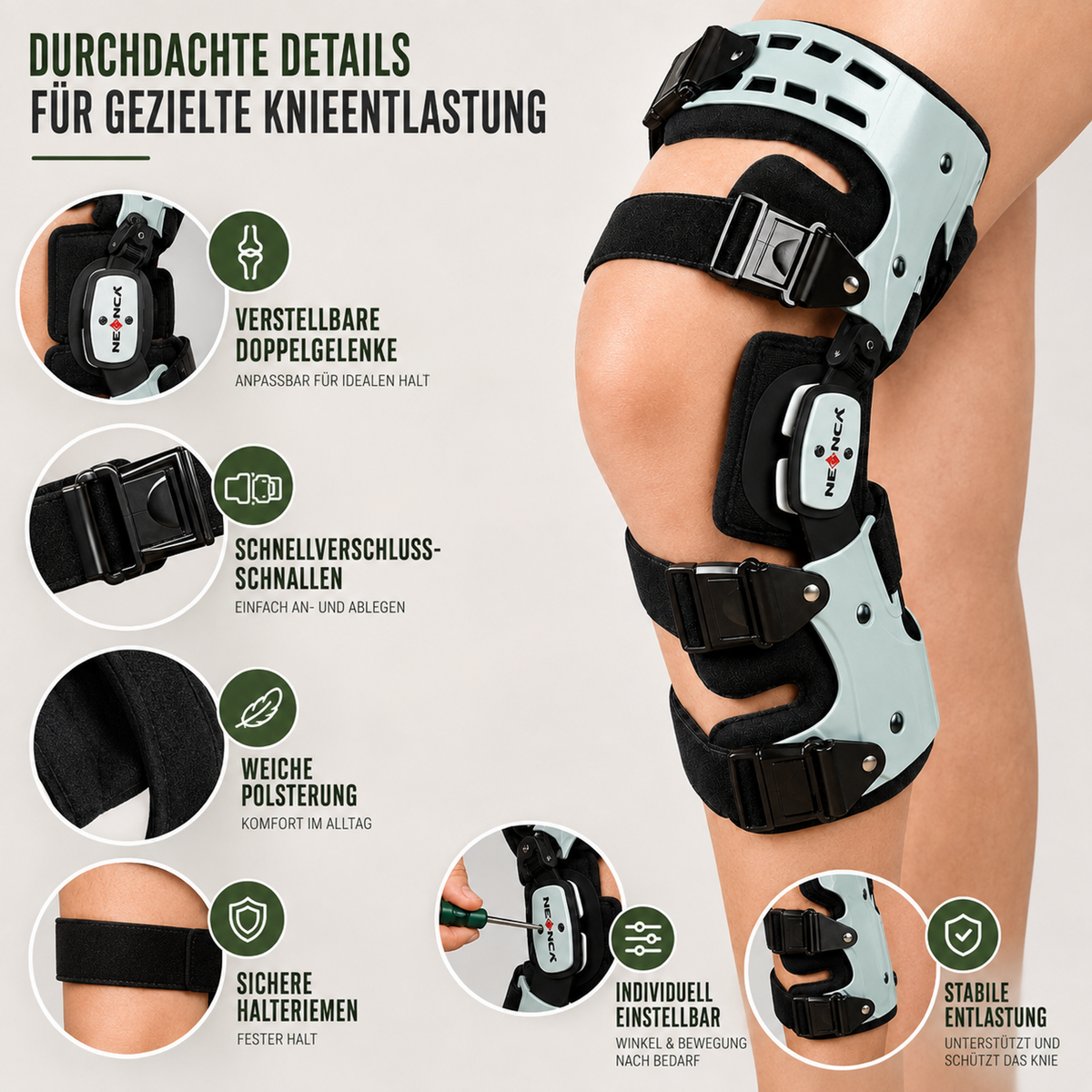 Hinged Knee Brace for Joint Support & Pain Relief – Adjustable Compression Stabilizer for Walking & Daily Activity
