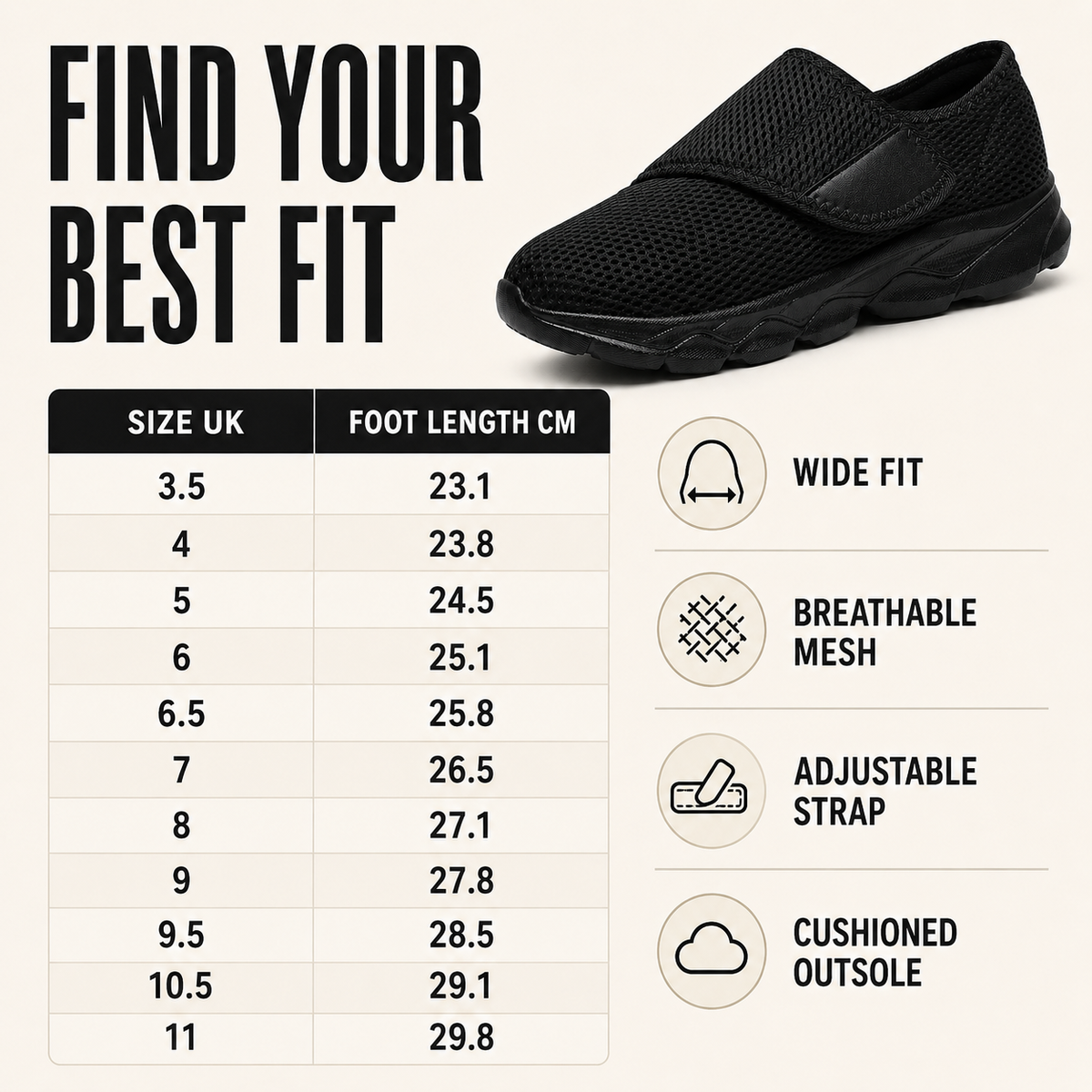 Extra-Wide Adjustable Mesh Slip-On Sneaker for Swollen Feet & Bunions – Cushioned Lightweight Walking Shoe for Men & Women