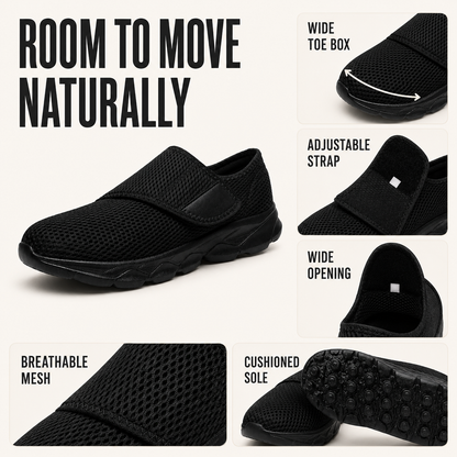 Extra-Wide Adjustable Mesh Slip-On Sneaker for Swollen Feet & Bunions – Cushioned Lightweight Walking Shoe for Men & Women