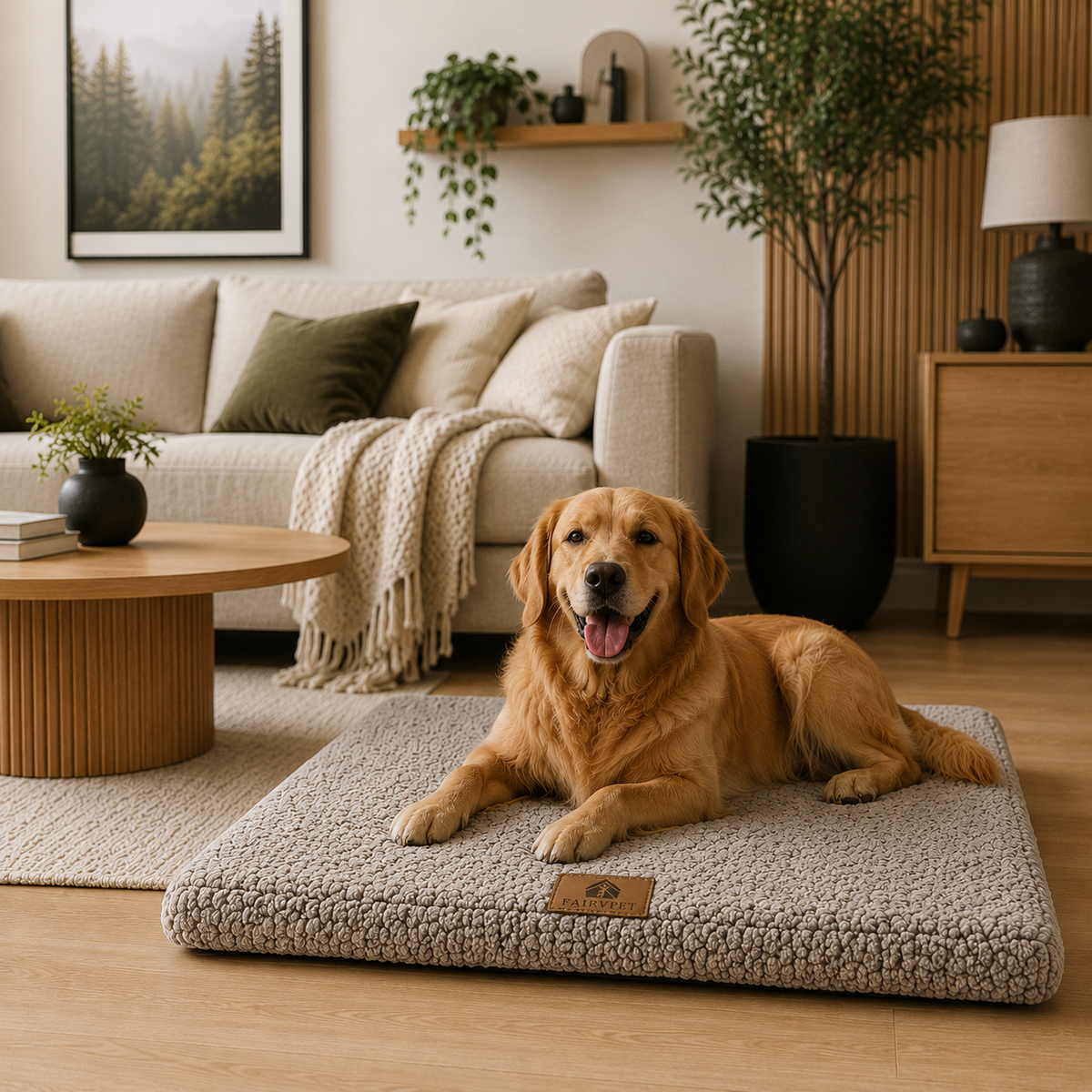 Cushioned Pet Resting Pad with Removable Washable Cover & Non-Skid Bottom for Dogs & Cats