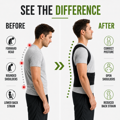 Adjustable Back Support Brace for Men & Women – Realigns Shoulders & Relieves Lower Back Strain