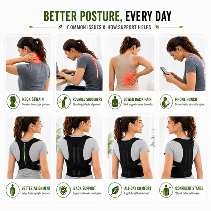 Adjustable Back Support Brace for Men & Women – Realigns Shoulders & Relieves Lower Back Strain
