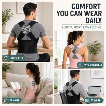 Adjustable Back Brace for Upper Body Alignment & Shoulder Support – Breathable Posture Corrector for Men & Women