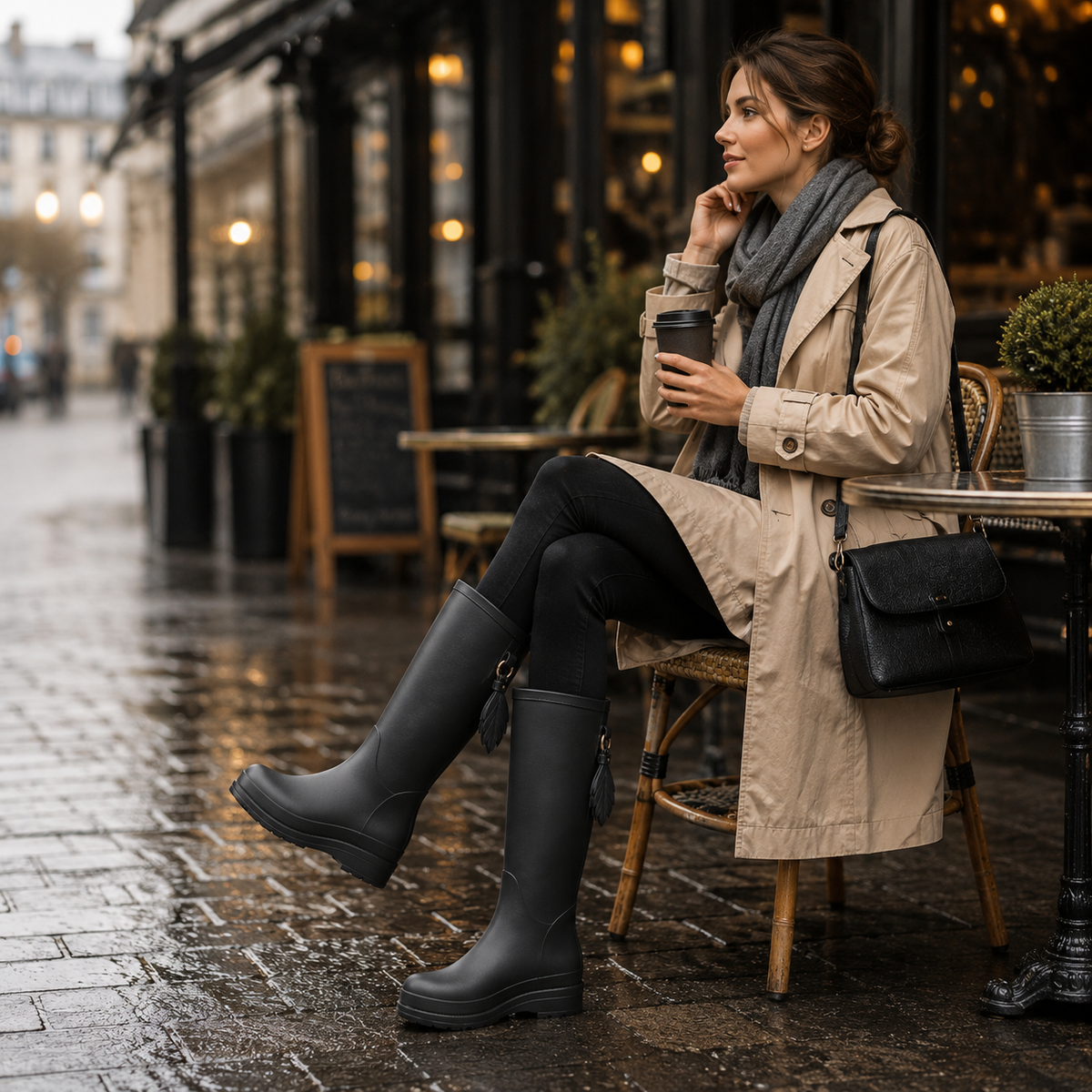 Women's Waterproof Rain Boots Mid-Calf – Slip-On PVC Wellington Boots for Wet Weather, Mud & Garden