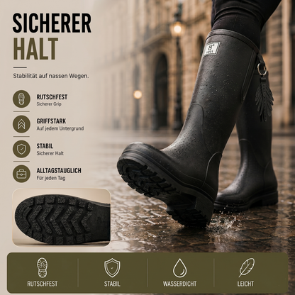 Women's Waterproof Rain Boots Mid-Calf – Slip-On PVC Wellington Boots for Wet Weather, Mud & Garden