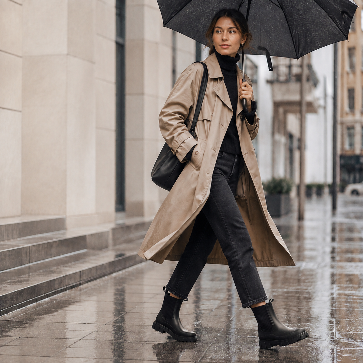 Women's Waterproof Ankle Rain Boots with Non-Slip Sole – Chelsea Pull-On Short Booties for Wet Weather, Urban Commute & Outdoor