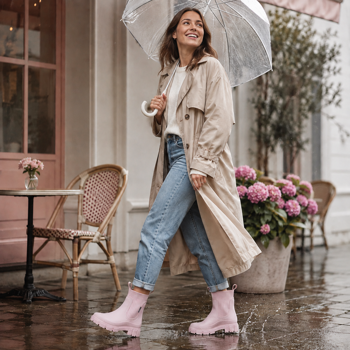 Women's Waterproof Ankle Rain Boots with Non-Slip Sole – Chelsea Pull-On Short Booties for Wet Weather, Urban Commute & Outdoor