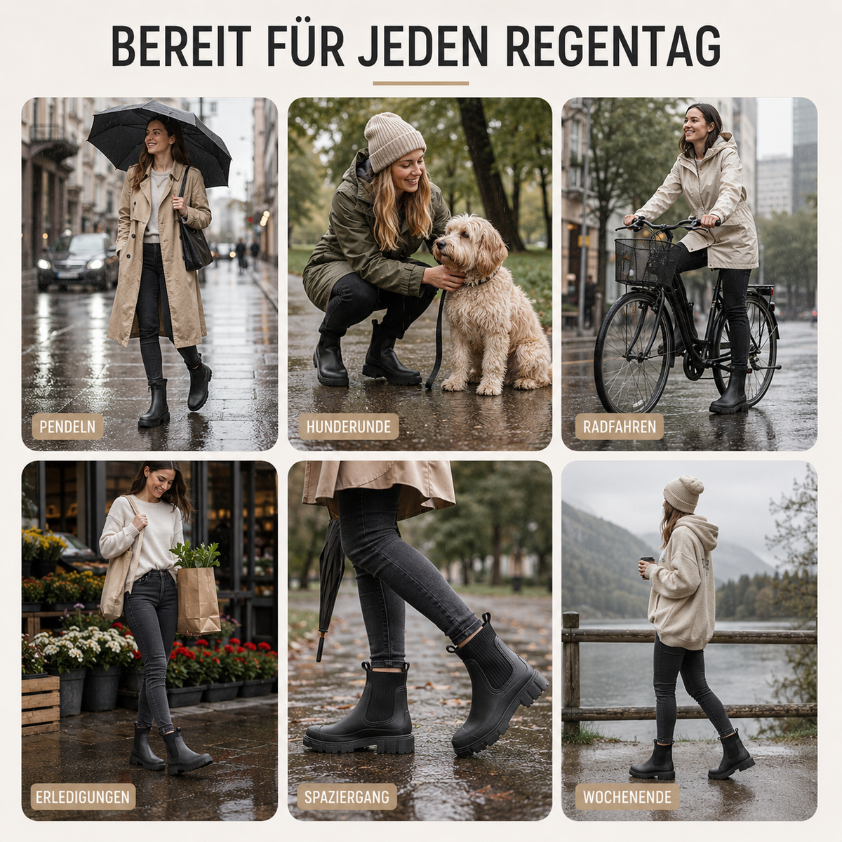 Women's Waterproof Ankle Rain Boots with Non-Slip Sole – Chelsea Pull-On Short Booties for Wet Weather, Urban Commute & Outdoor