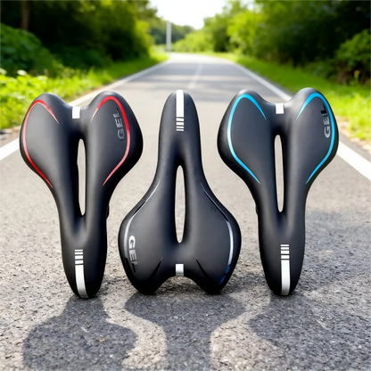 Pressure-Relief Bike Saddle with Center Channel for Road & Time Trial Cycling – Foam Cushion, Water-Resistant Cover, Standard Rail Mount