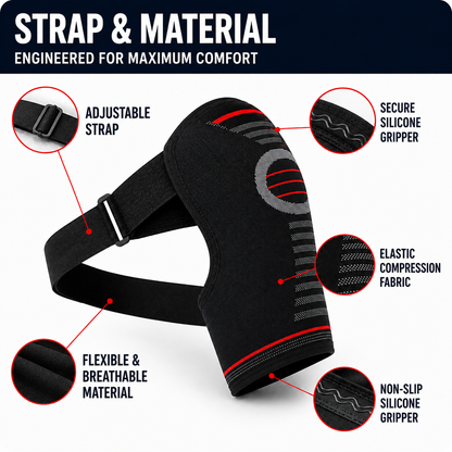 Rotator Cuff Brace with Adjustable Compression Straps for Shoulder Pain Relief & Joint Stability