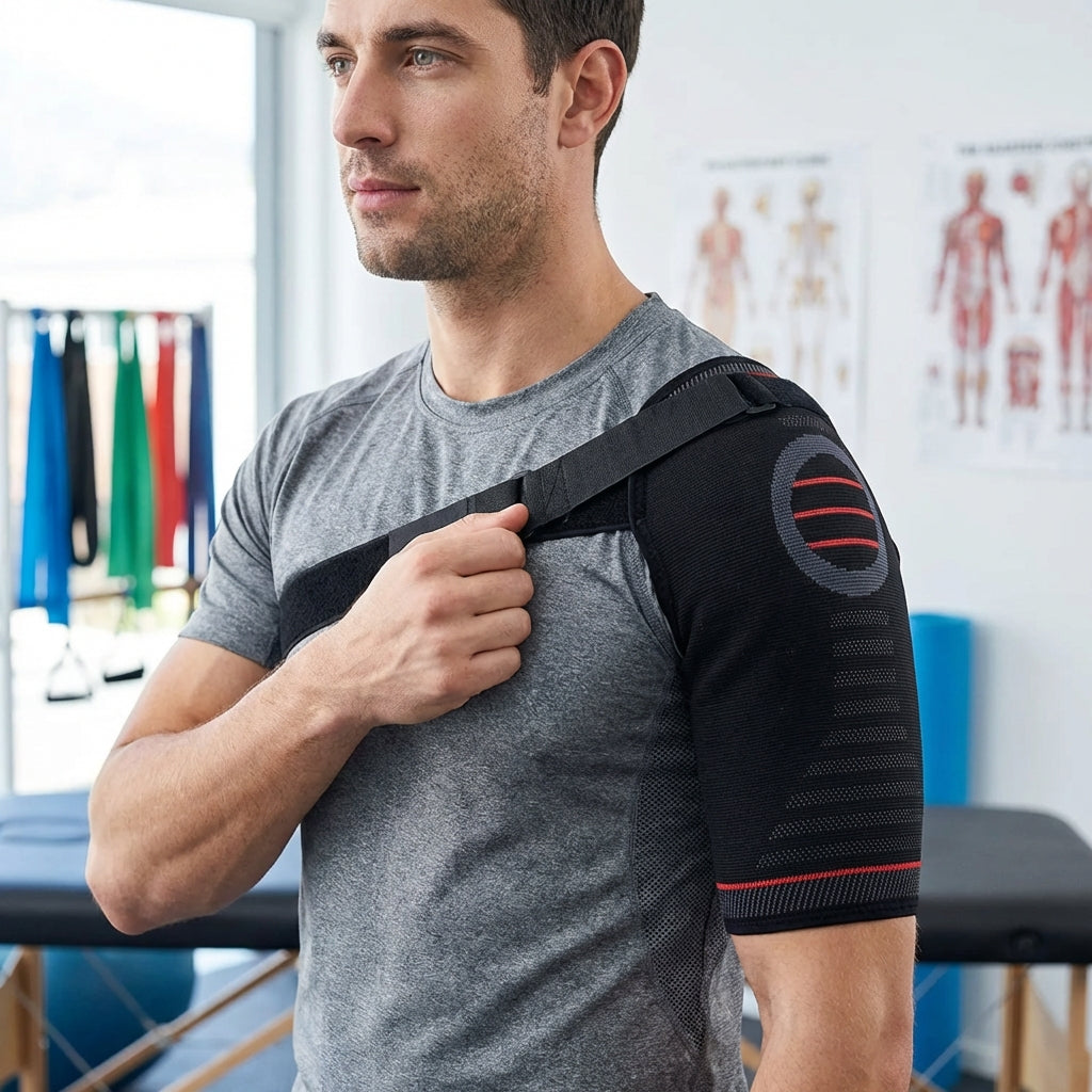 Rotator Cuff Brace with Adjustable Compression Straps for Shoulder Pain Relief & Joint Stability