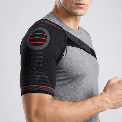 Rotator Cuff Brace with Adjustable Compression Straps for Shoulder Pain Relief & Joint Stability
