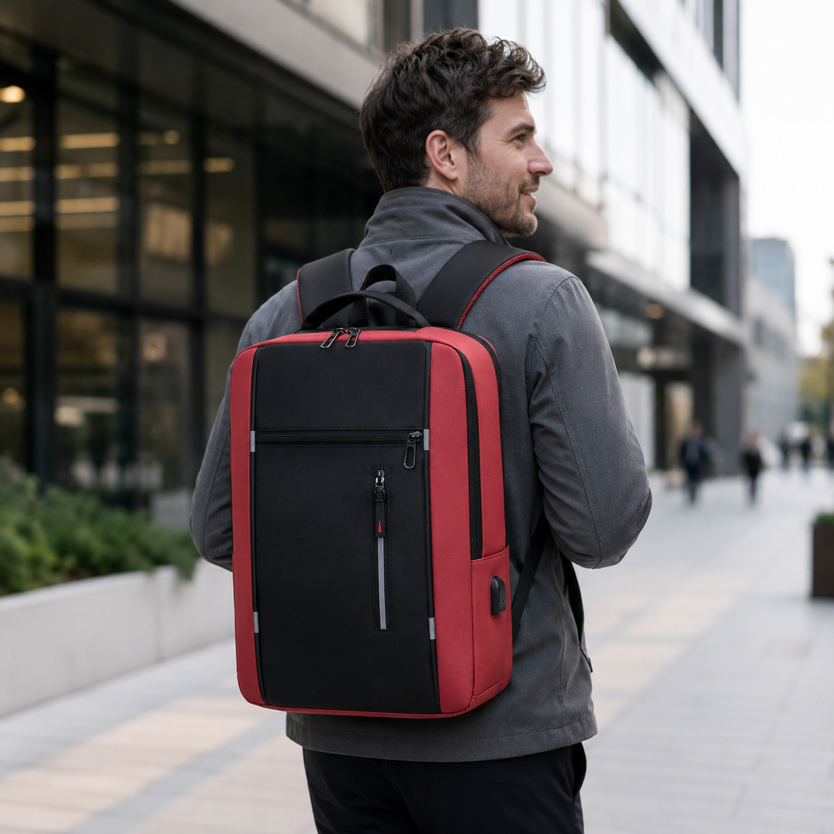 Water-Resistant Laptop Backpack with USB Charging Port for Work & Travel | Business Commuter Daypack with Padded 15.6-Inch Computer Sleeve