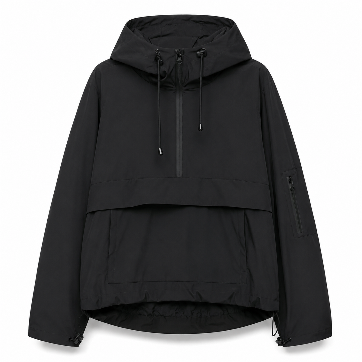 Hooded Weather-Resistant Parka with Front Pocket for All Seasons – Lightweight Windproof Jacket for Women
