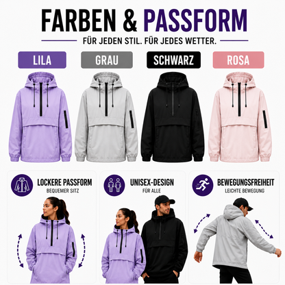 Hooded Weather-Resistant Parka with Front Pocket for All Seasons – Lightweight Windproof Jacket for Women