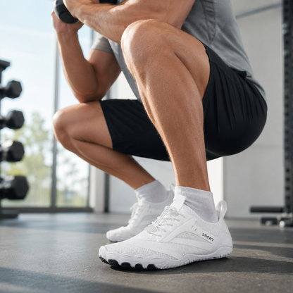 Zero-Drop Training Sneakers for Weightlifting – Thin-Sole Gym Footwear for Squats & Deadlifts – Breathable Mesh, Non-Slip Grip, Men's &