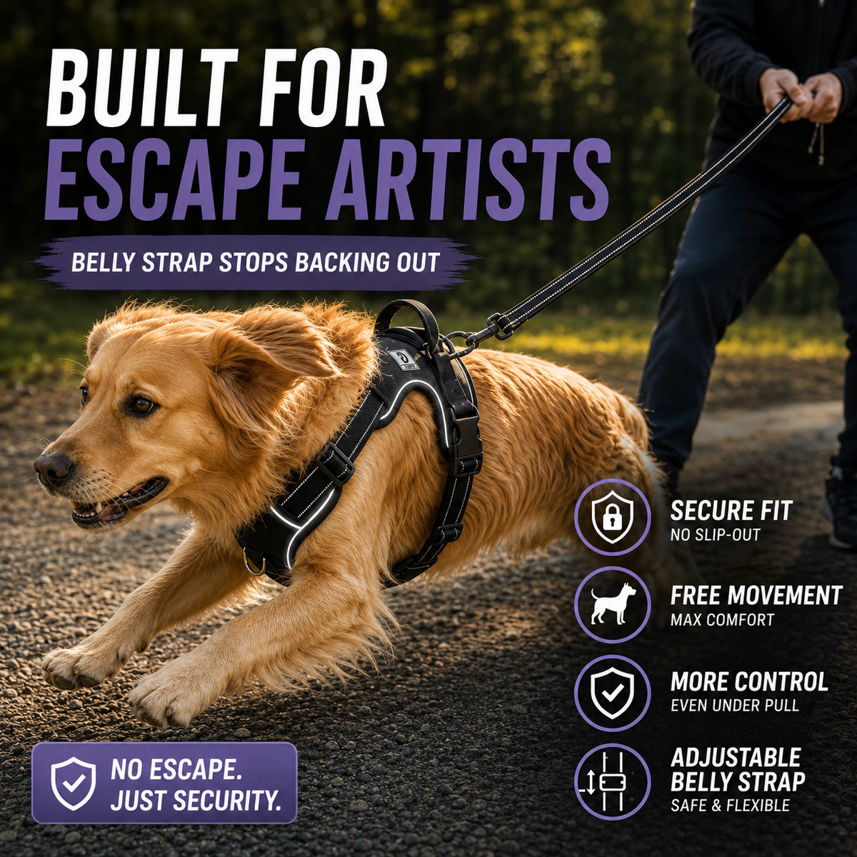 Adjustable Anti-Pull Dog Vest with Front Clip and Reflective Trim for Small to Large Breeds