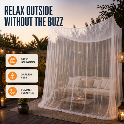 Spacious Hanging Bed Canopy Net | Tall Box-Style Insect Barrier for Double Beds & Camping | 87×79×79 in Interior | White or Black Mesh