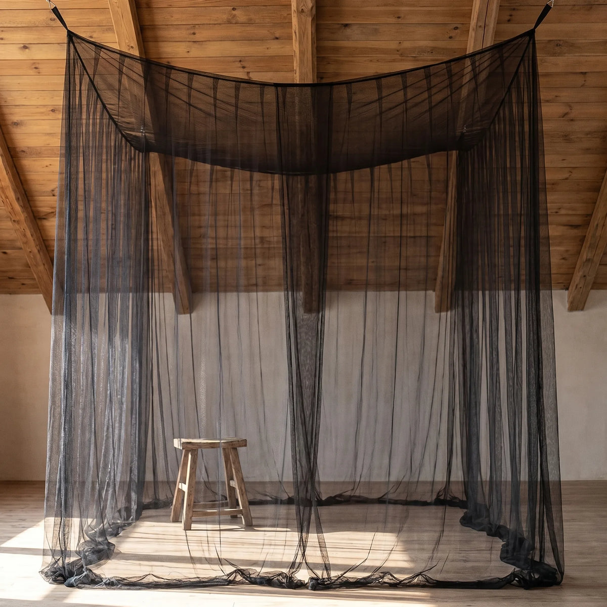 Spacious Hanging Bed Canopy Net | Tall Box-Style Insect Barrier for Double Beds & Camping | 87×79×79 in Interior | White or Black Mesh