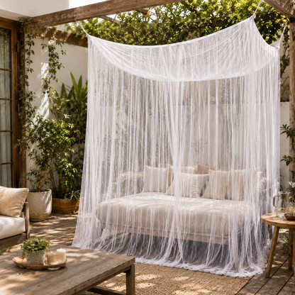 Spacious Hanging Bed Canopy Net | Tall Box-Style Insect Barrier for Double Beds & Camping | 87×79×79 in Interior | White or Black Mesh